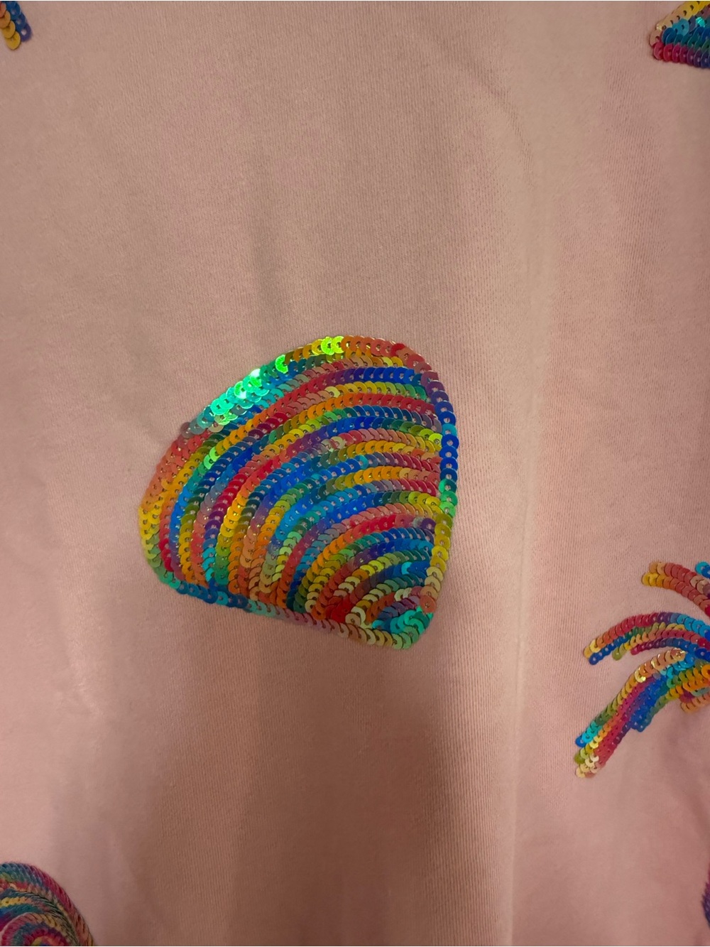 White Birch Pink Rainbow Sequin Tropical Sweatshirt Top Size Large - Picture 3 of 5